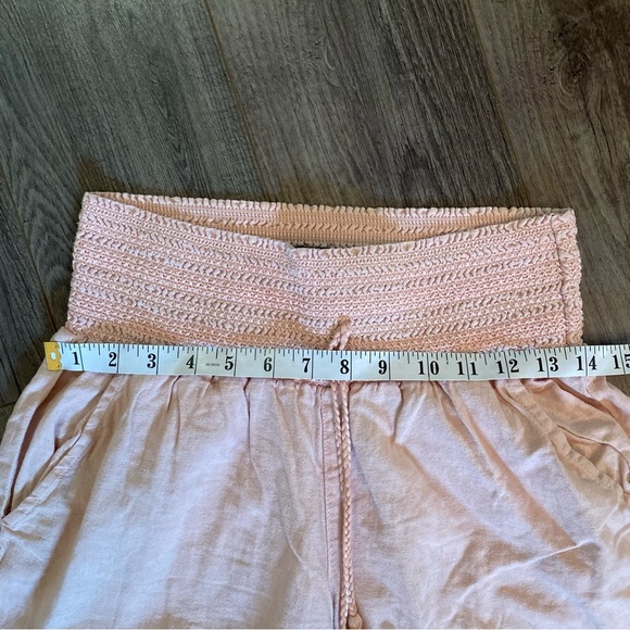 Rewash Luna boardwalk Linen wide leg pants hi rise smocked elastic waist large - Picture 13 of 16